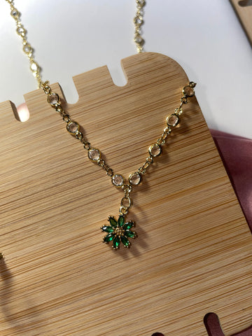 Green flower gold plated