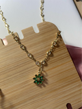 Green flower gold plated